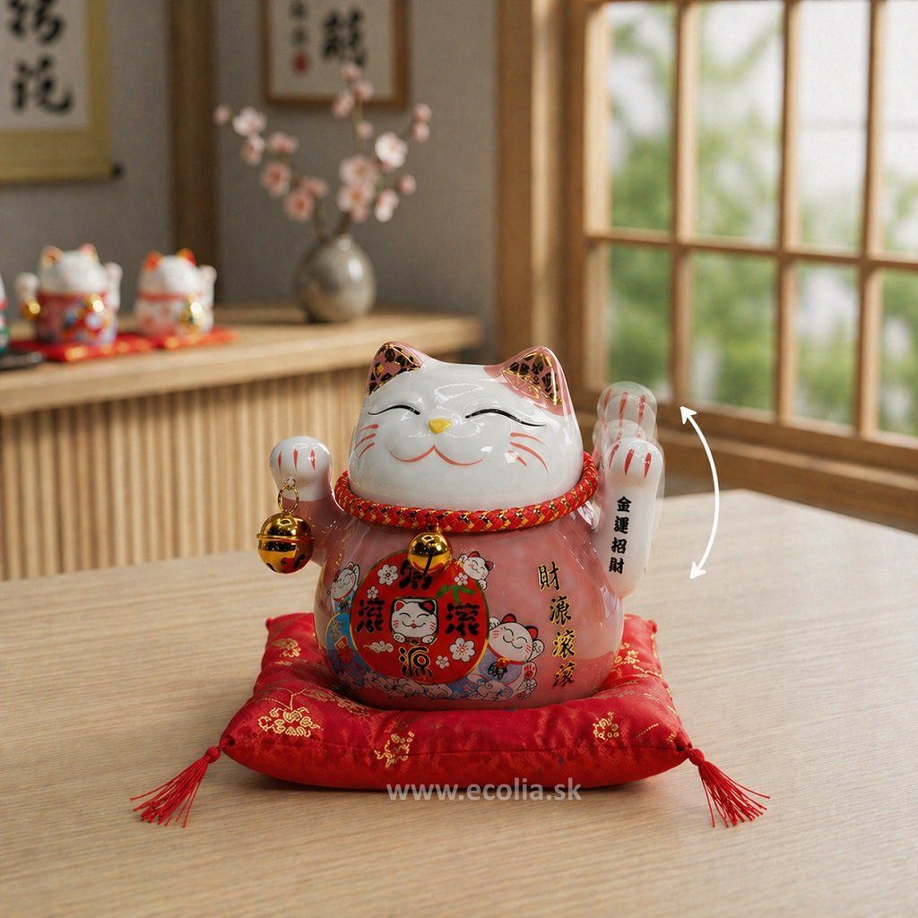 Ružová mávajúca mačka Maneki Neko