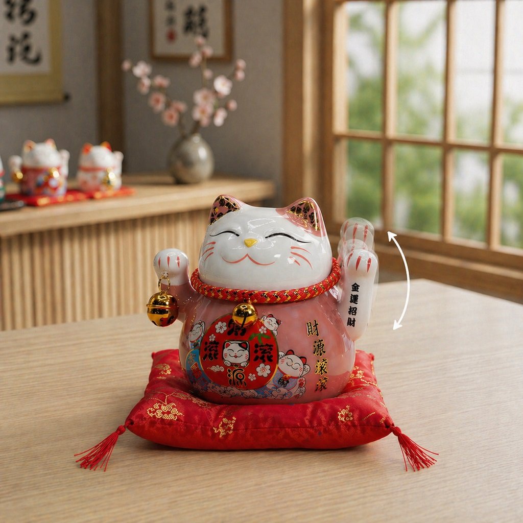 Ružová mávajúca mačka Maneki Neko